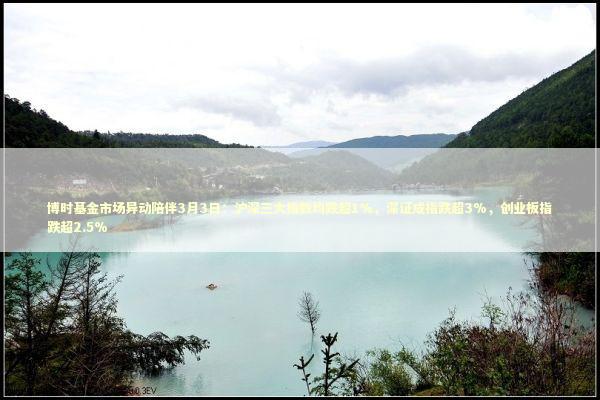 博时基金市场异动陪伴3月3日：沪深三大指数均跌超1%，深证成指跌超3%，创业板指跌超2.5%
